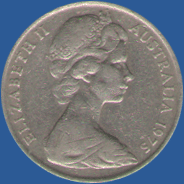 10 центов Австралии 1975 года